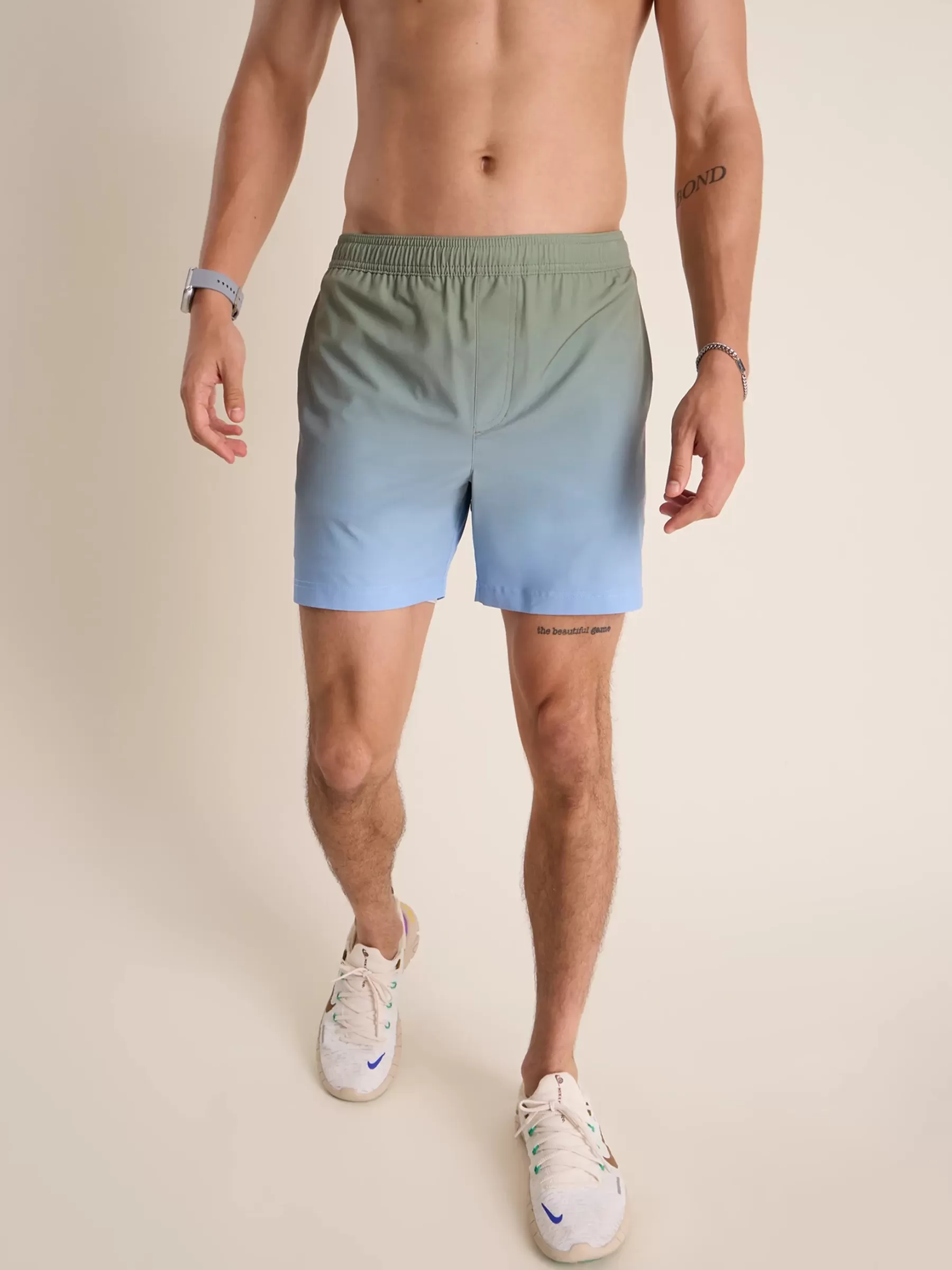 Chubbies Shorts Sport Shorts>The Aqua Hazes Green&BlueGradient/LightGreyGeometricLiner