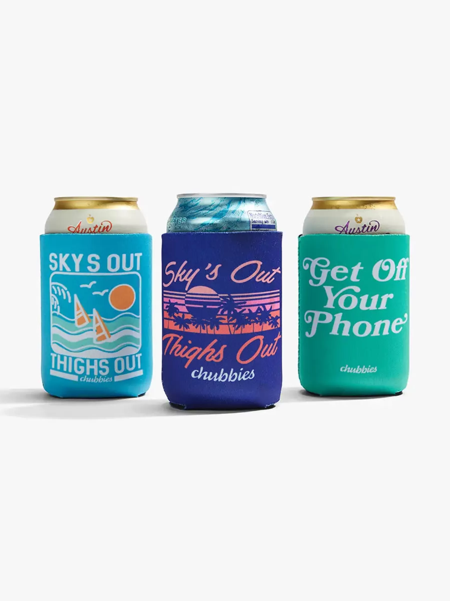 Chubbies Shorts Drinkware | Drinkware>The Banana Montana Reversible Can Jacket 3 Pack Multicolor