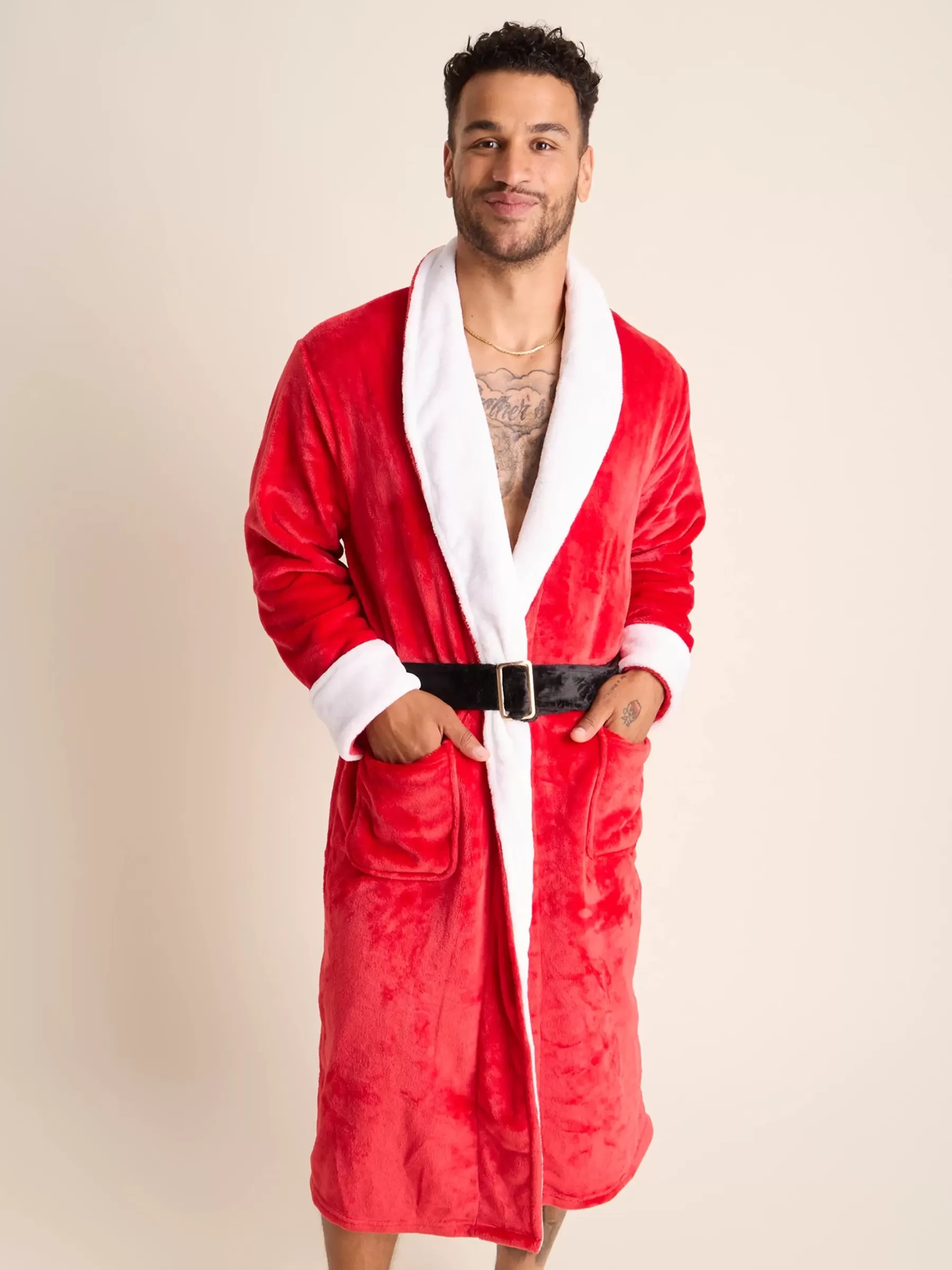 Chubbies Shorts Robes>The Comfy Santa Robe Red/White