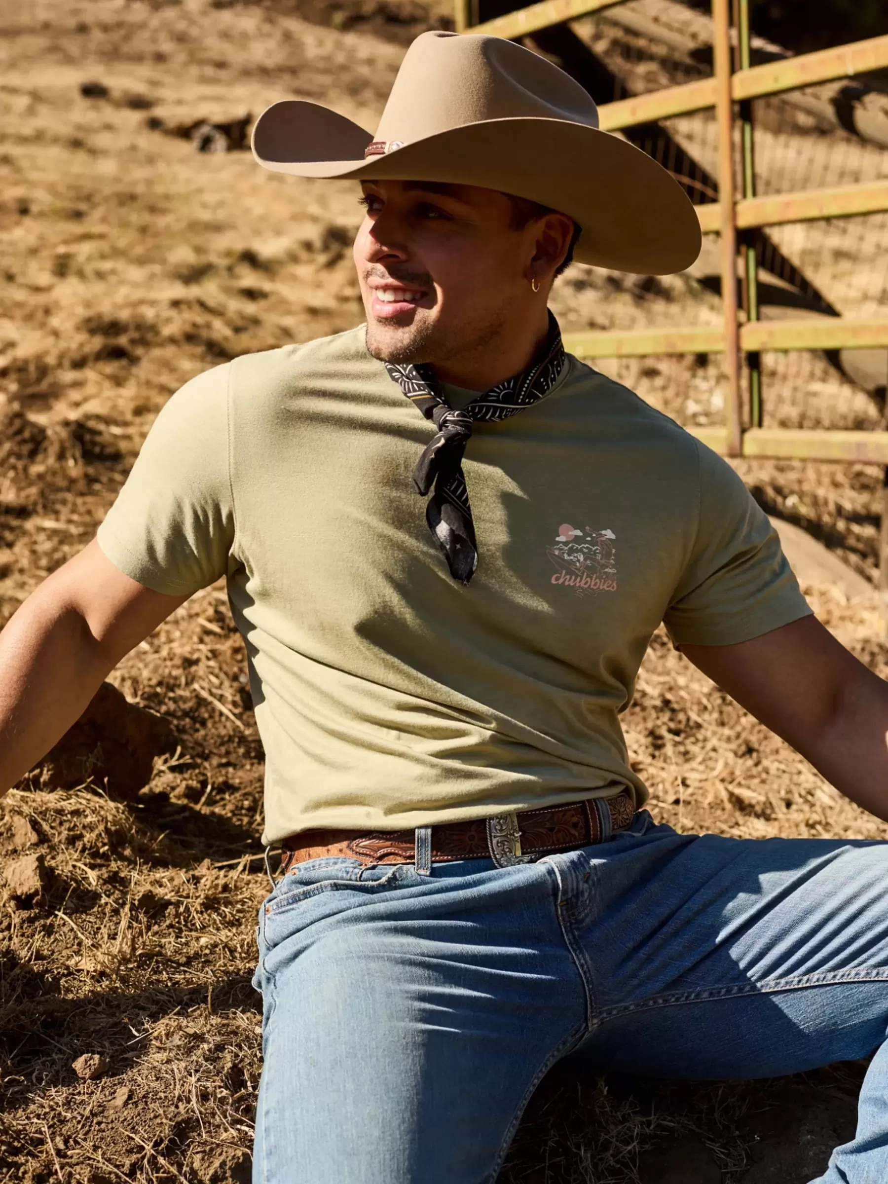 Chubbies Shorts Short Sleeve Graphic T-shirts>The Desert Cowboy OliveGreen