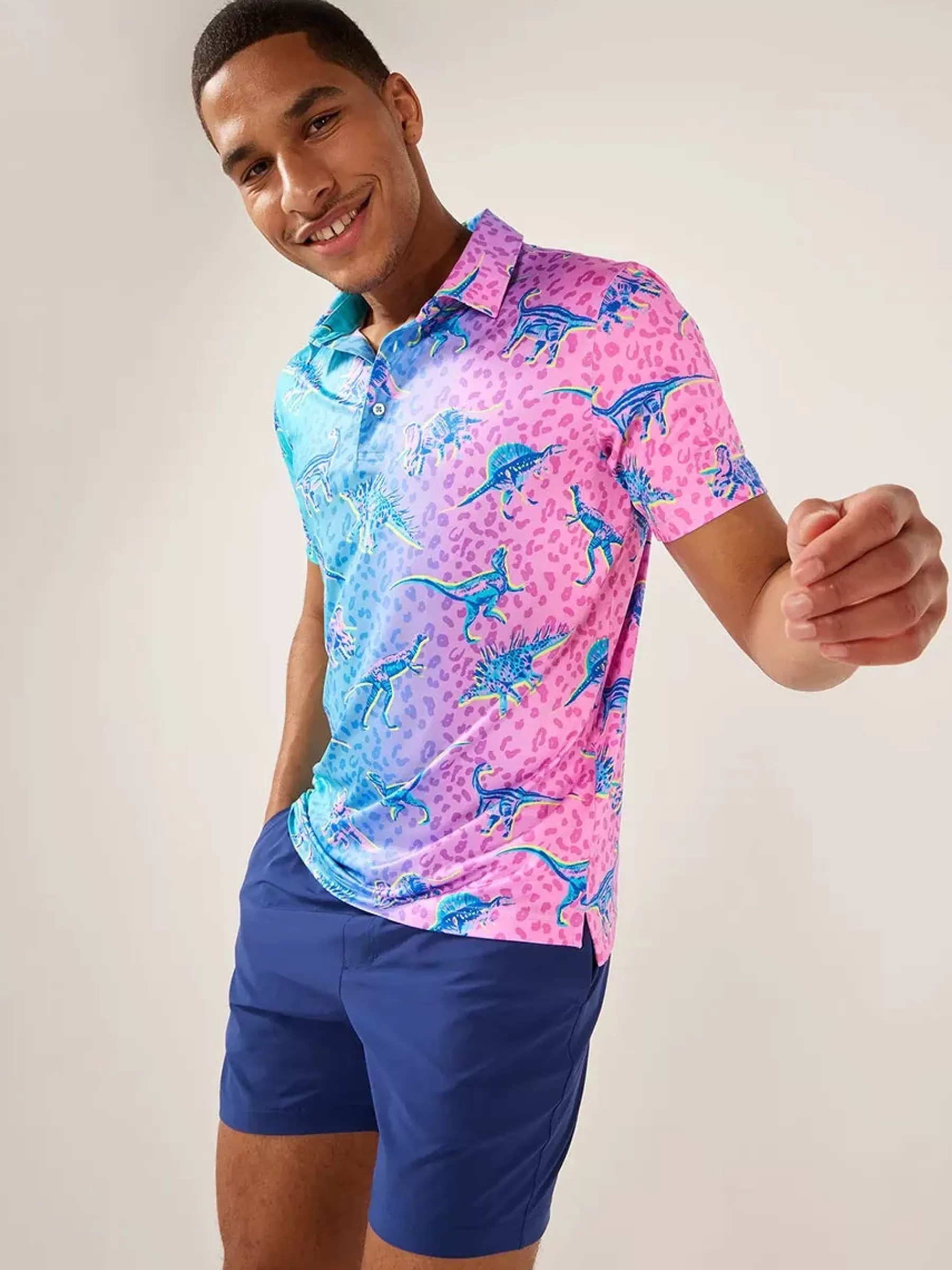 Chubbies Shorts Polos>The Dino Delight Blue/PinkDinosaur