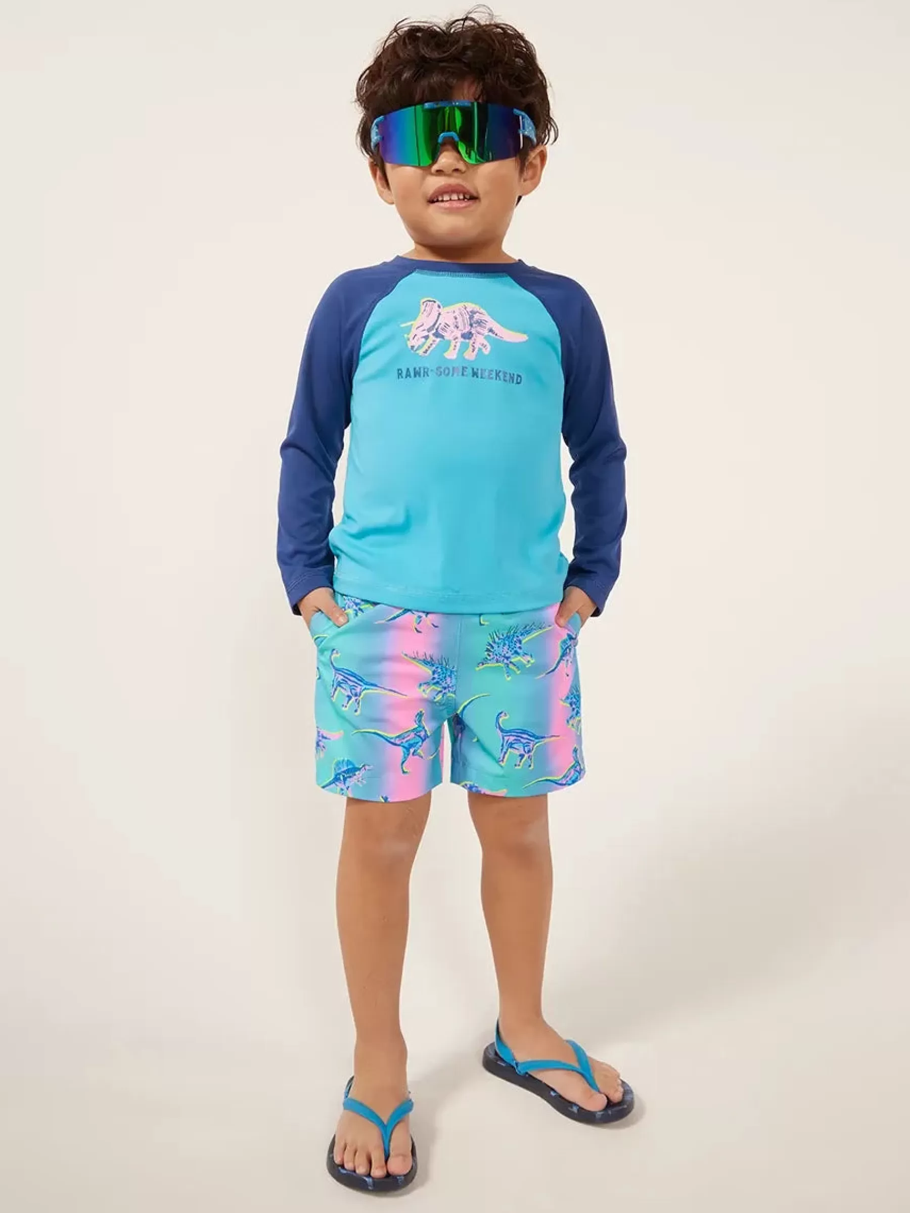 Chubbies Shorts Toddler Swim Trunks | Swim (6m-6)>The Dino-mite LightBlue