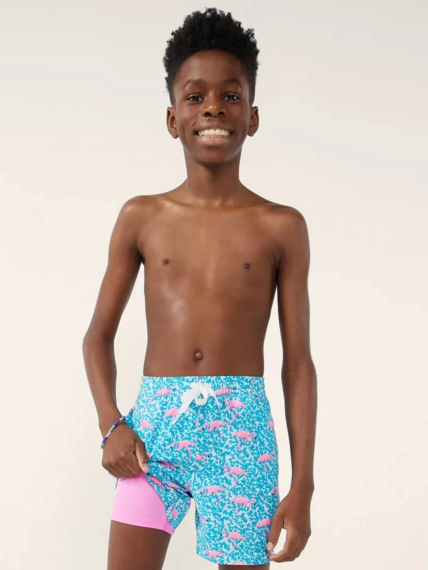 Chubbies Shorts Swim Trunks | Swim>The Domingos Are For Flamingos BlueSpotwithFlamingos/HotPinkLiner