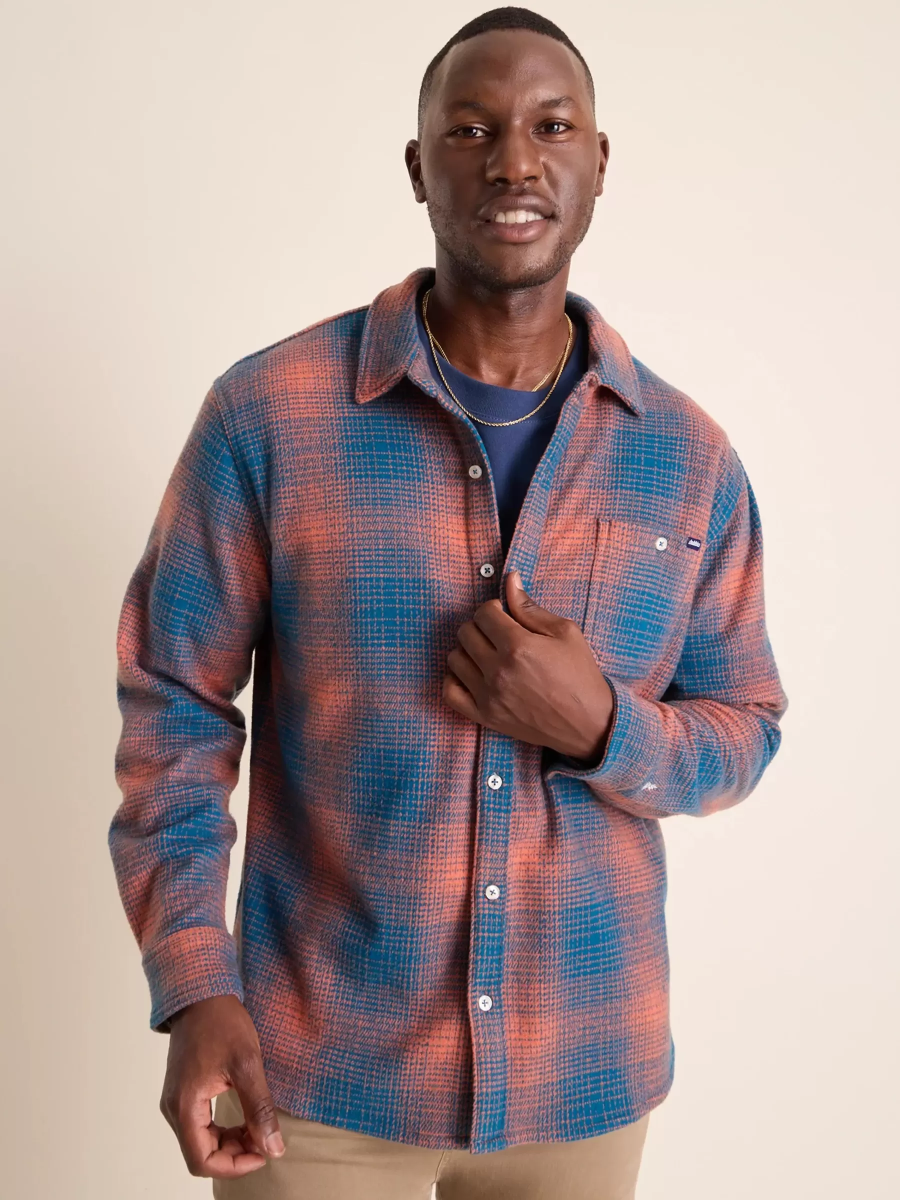 Chubbies Shorts Button Ups | Long Sleeve Shirts>The Fall Foliage DarkBlue/RedPlaid