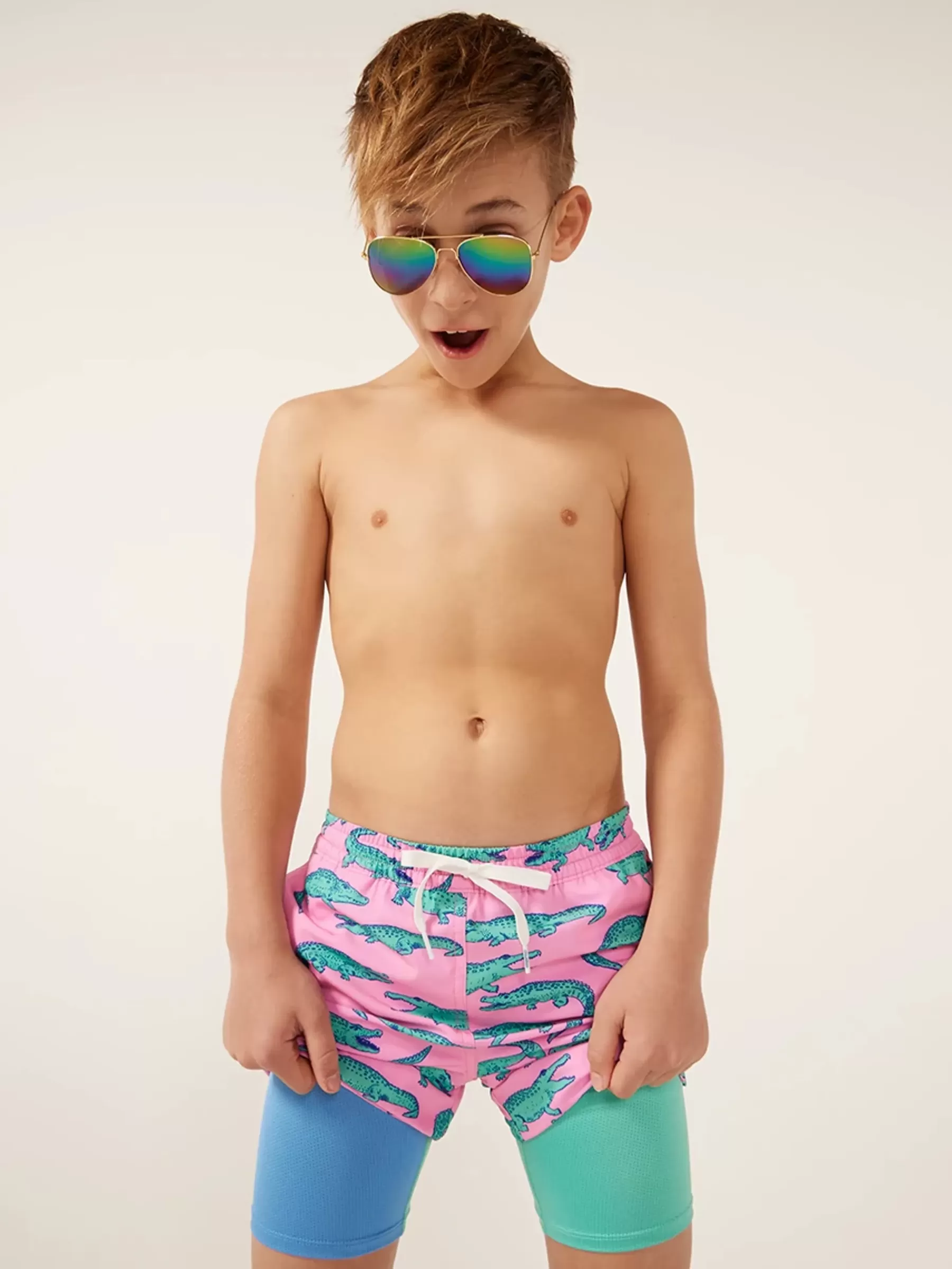 Chubbies Shorts Swim Trunks | Swim>The Glades PinkAlligator/Blue&GreenLiner