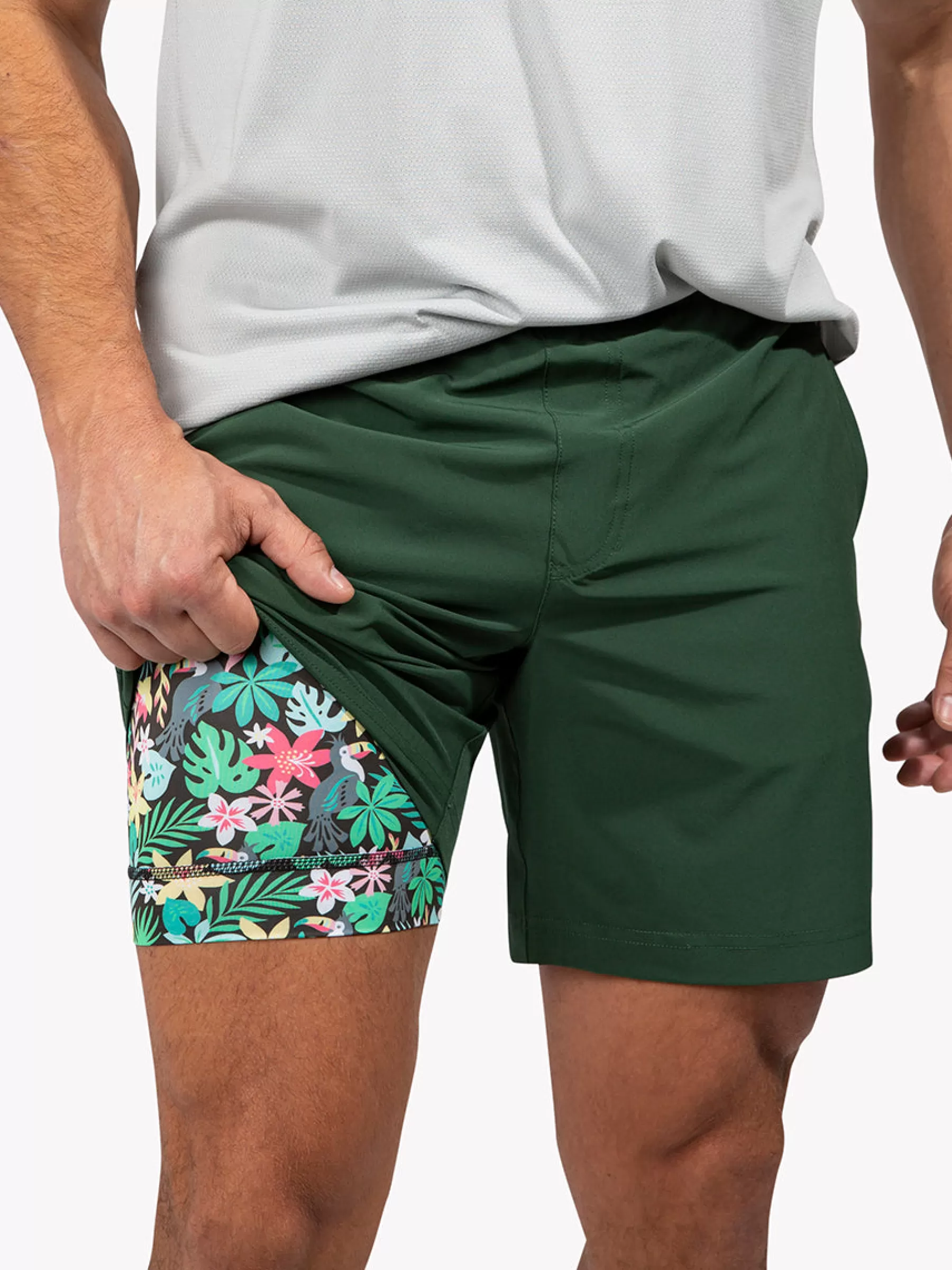 Chubbies Shorts Sport Shorts>The Greeneries DarkGreen/BlackFloralLiner