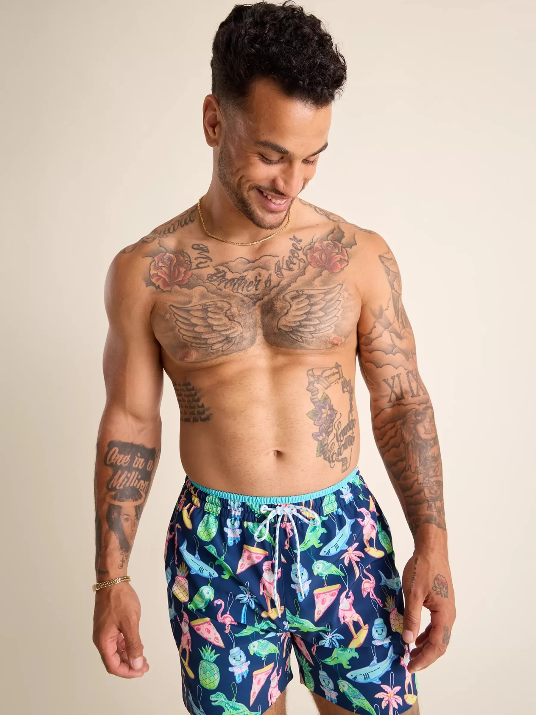 Chubbies Shorts Classic Swim Trunks | Classic Swim Trunks>The Holidoozies NavyOrnament