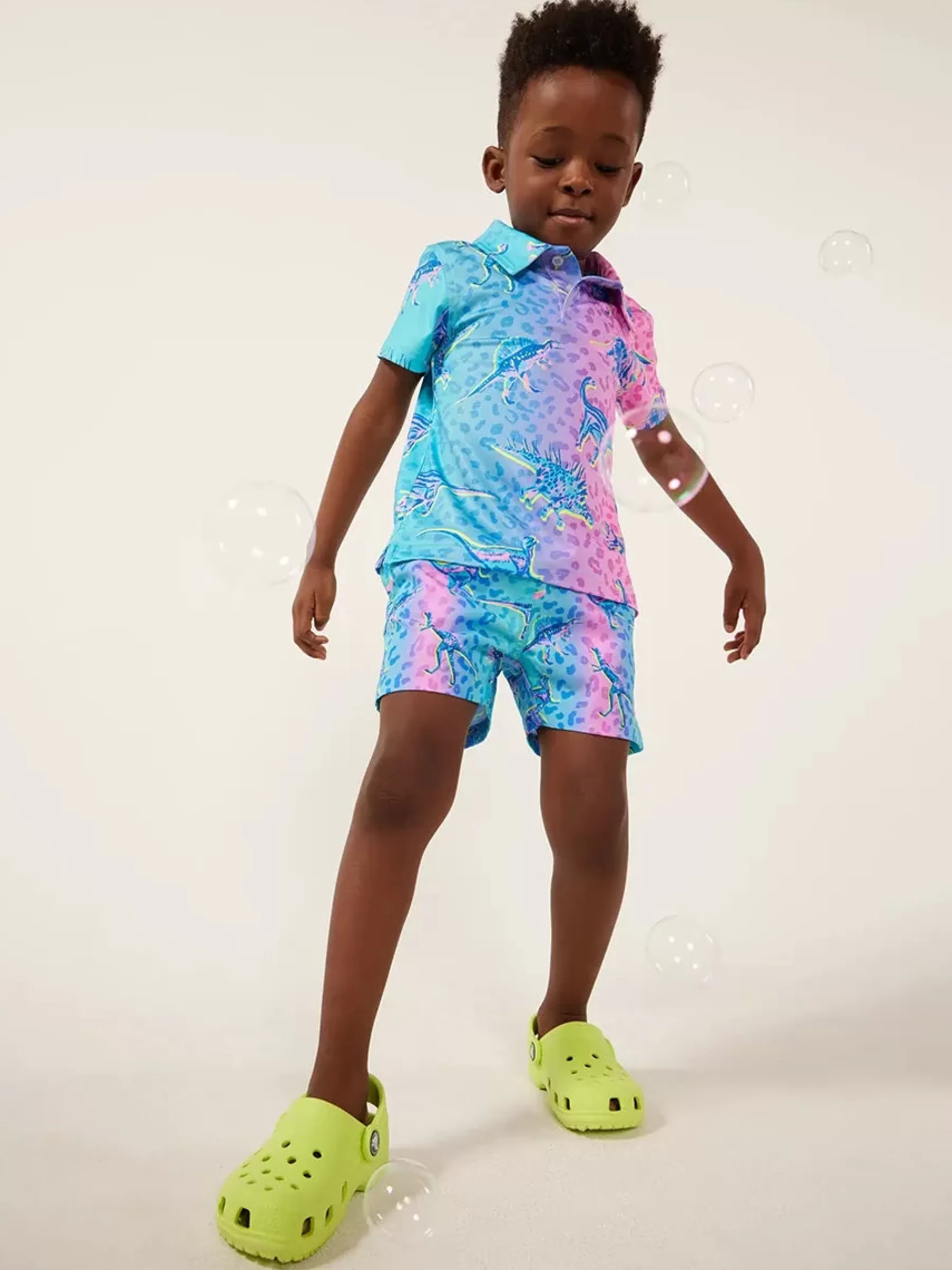 Chubbies Shorts Toddler Shirts | Tops>The Lil Dino Delight Blue/PinkDinosaur