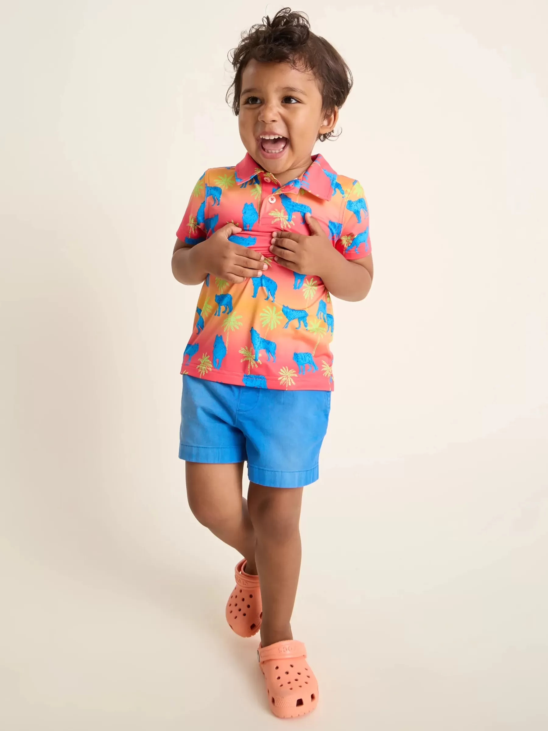 Chubbies Shorts Toddler Shirts | Tops>The Lil Howler Moon Orange/YellowWolf