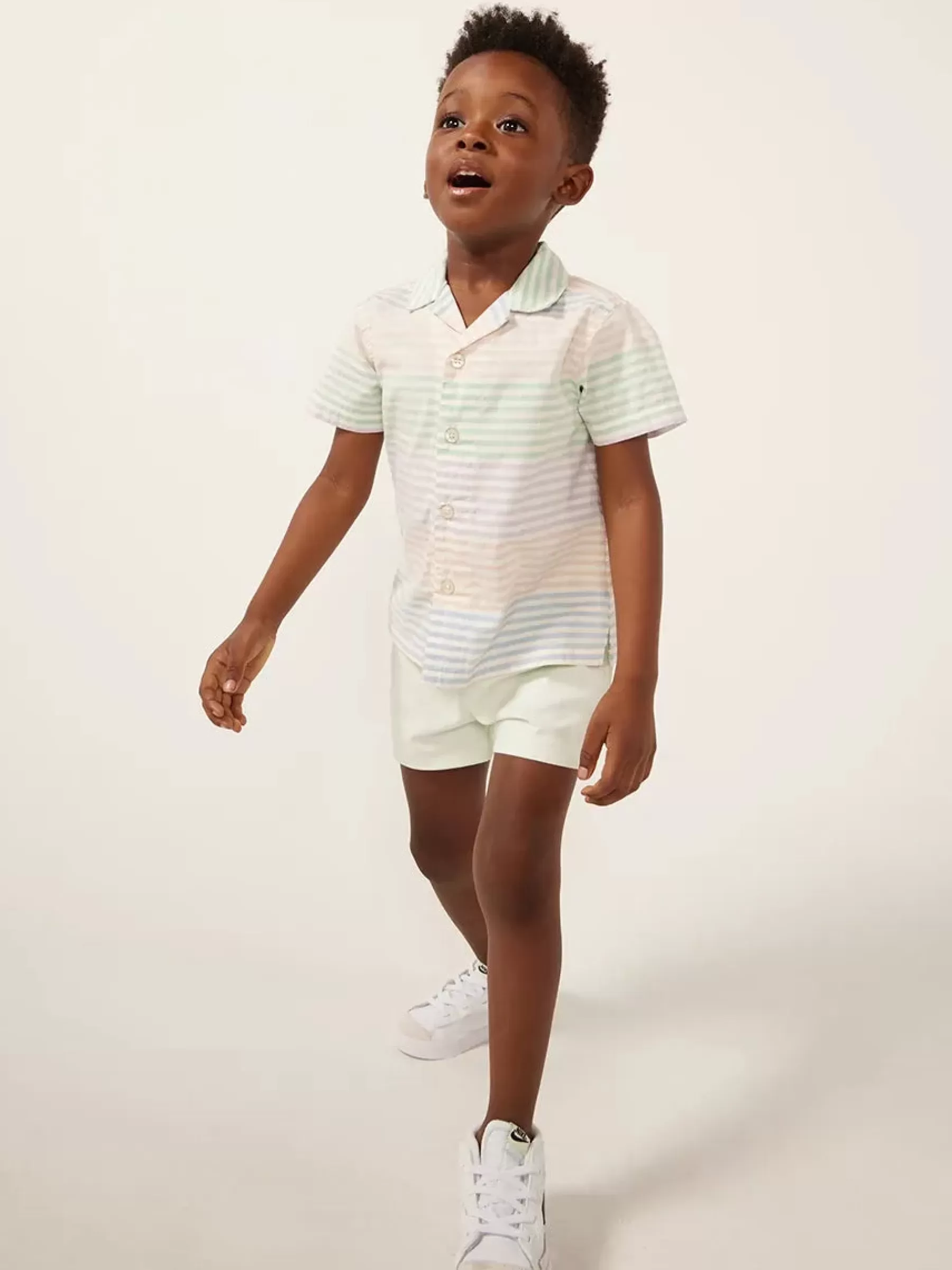 Chubbies Shorts Toddler Shirts | Tops>The Lil Rainbow Row Off-WhitePastelStripe