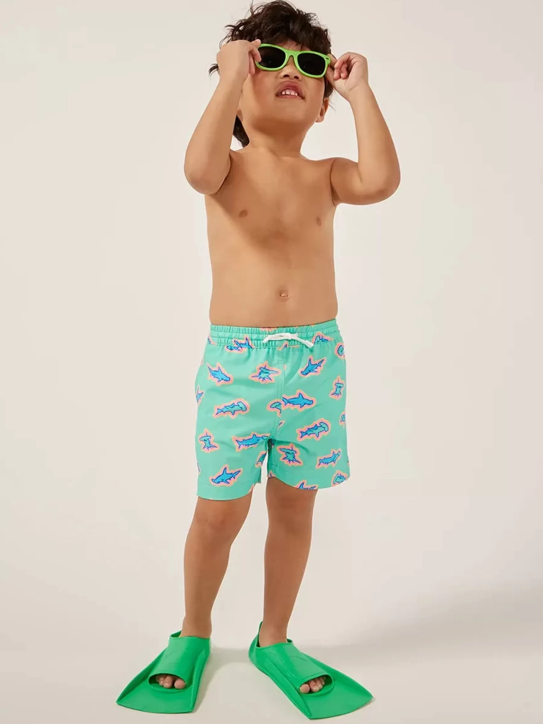 Chubbies Shorts Toddler Swim Trunks | Swim (6m-6)>The Lil Swimmers TealSharks