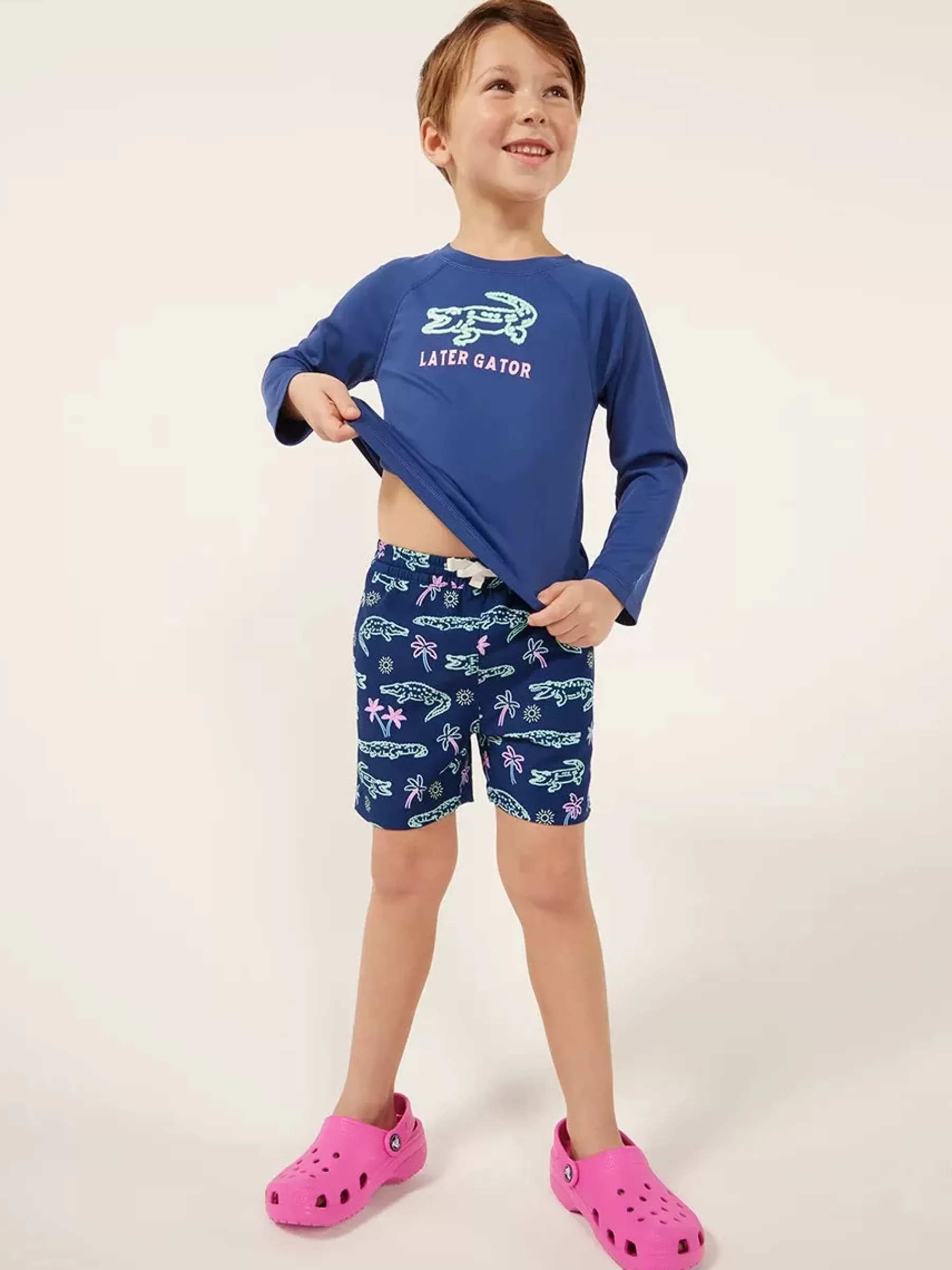 Chubbies Shorts Toddler Swim Trunks | Swim (6m-6)>The Mini Neon Glades NavyAlligatorPalms