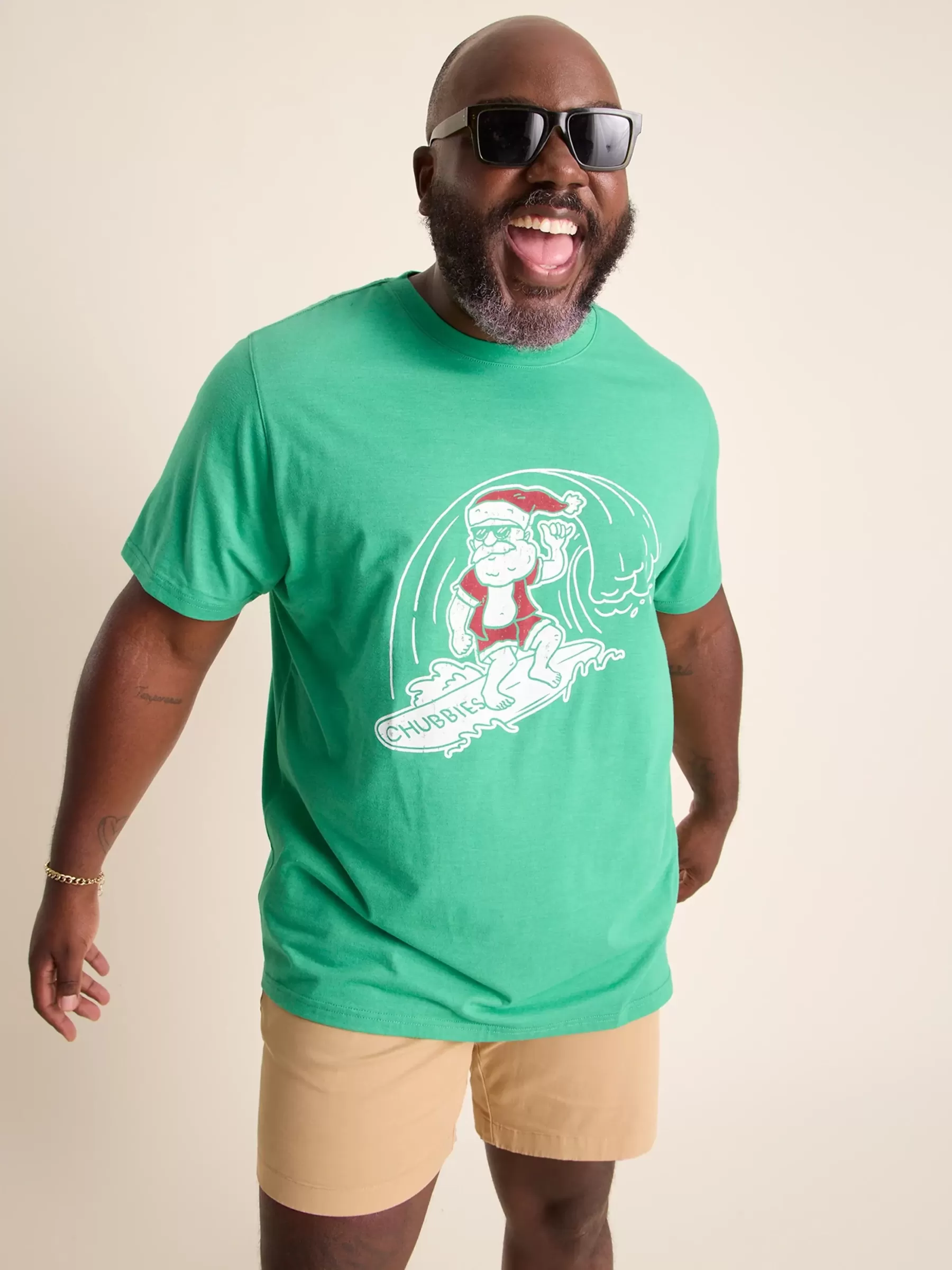 Chubbies Shorts Short Sleeve Graphic T-shirts>The Ol' Surfin' Nick - Green