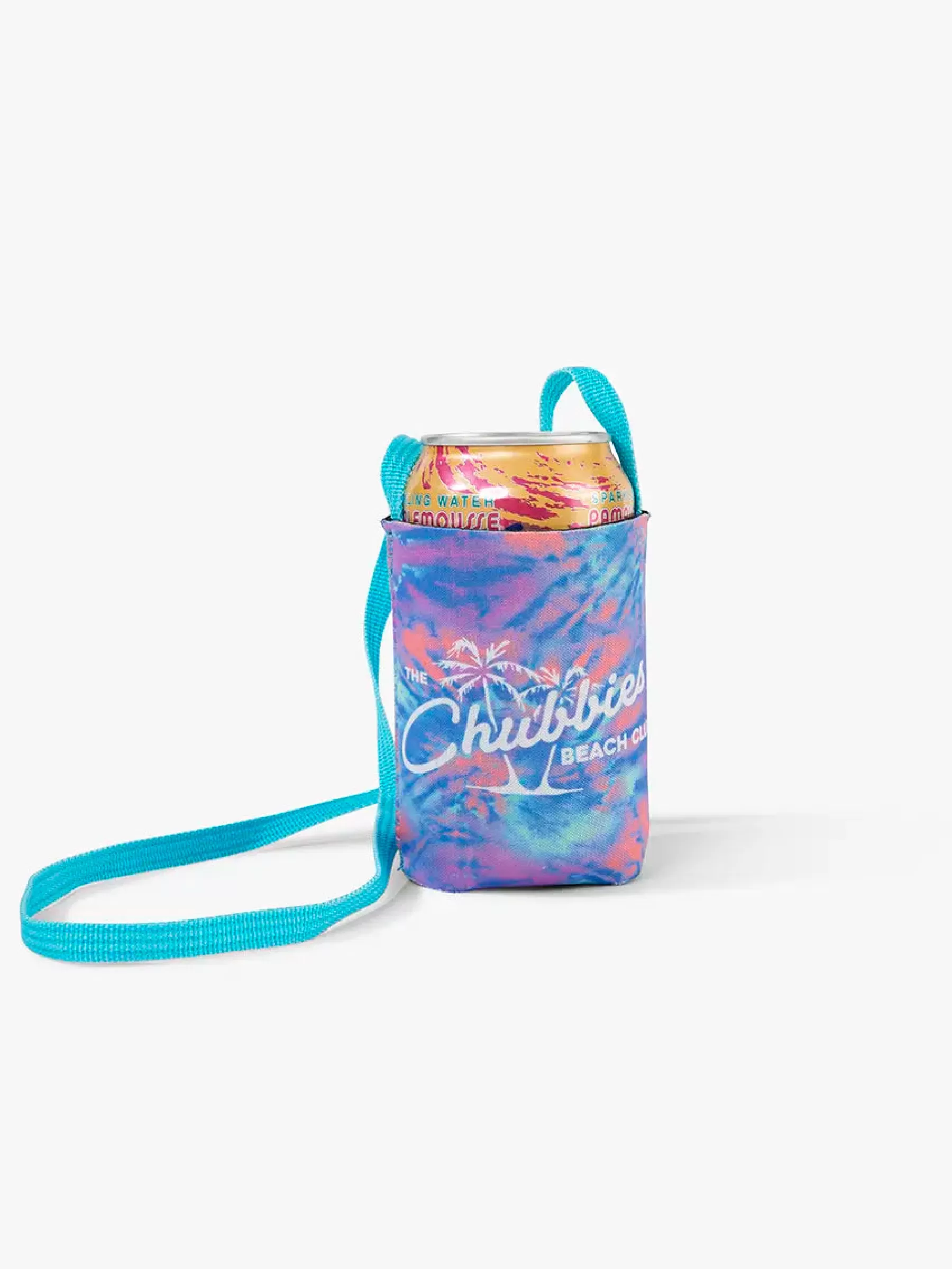 Chubbies Shorts Drinkware | Drinkware>The Palm Tie Dye Lanyard Reversible Can Jacket Pink/BlueTieDye