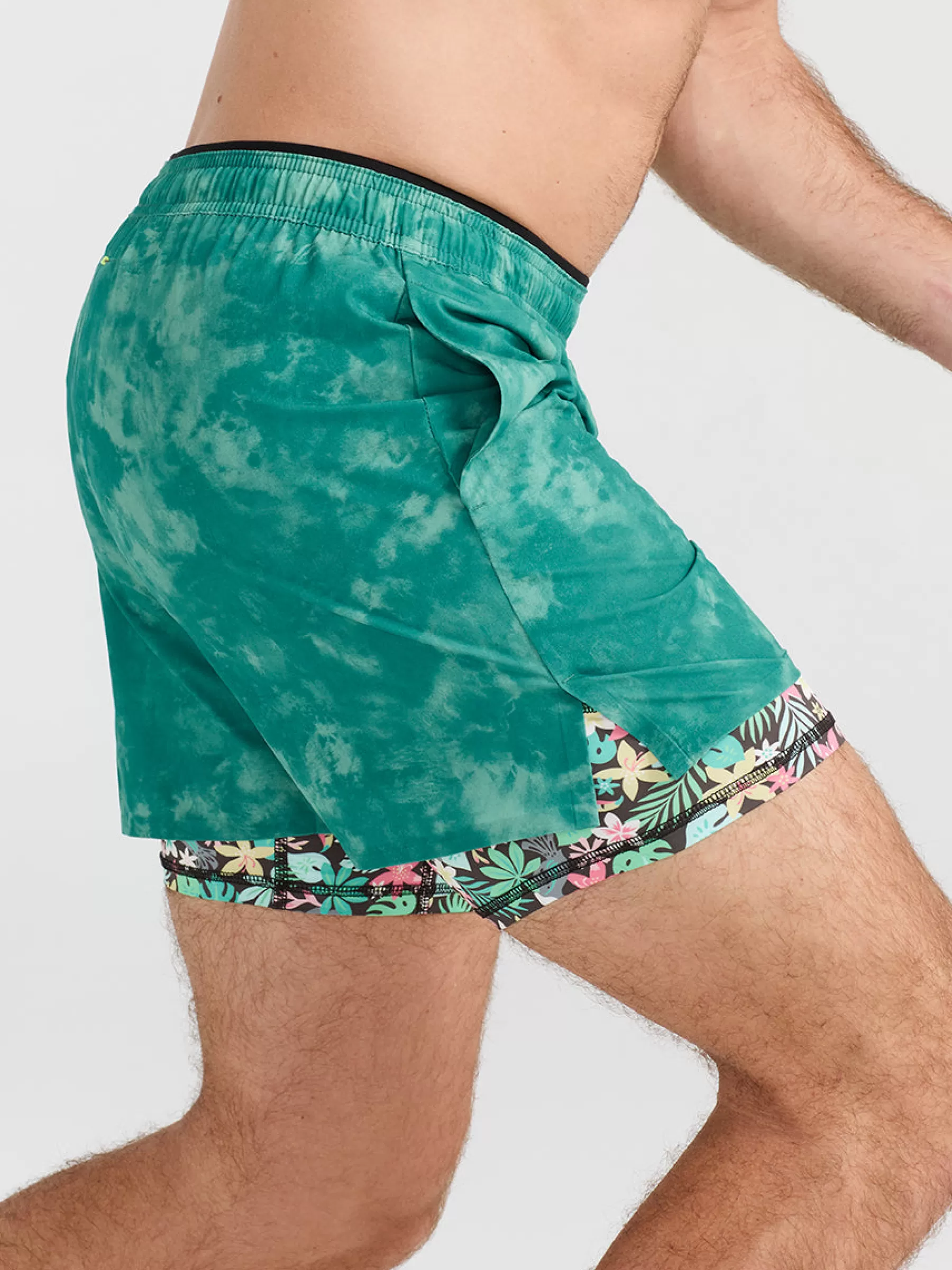 Chubbies Shorts Ultimate Training Shorts>The Primal Instincts GreenTyeDye/BlackFloral