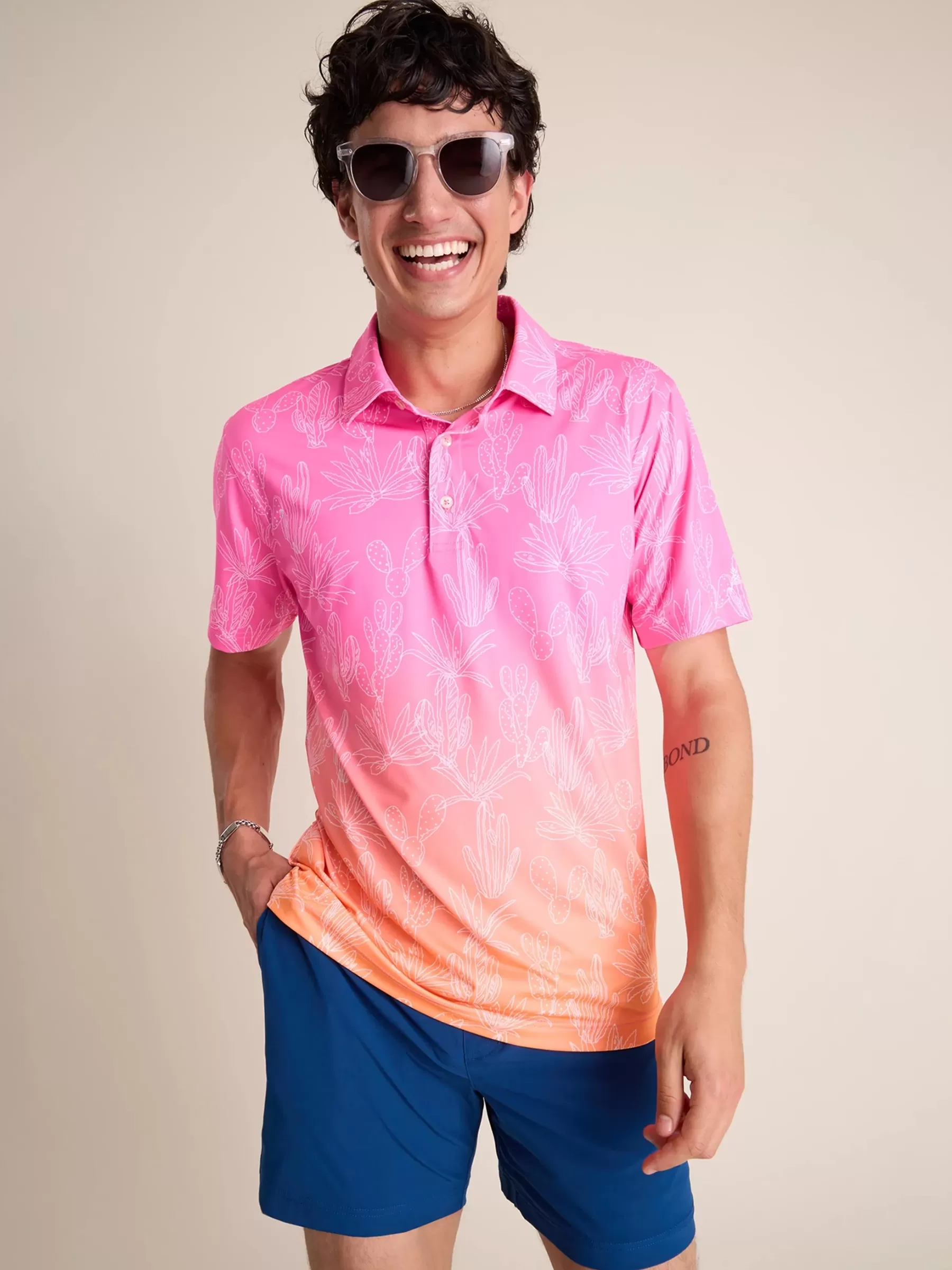 Chubbies Shorts Polos>The Sunset Succulent PinkGradientCactus