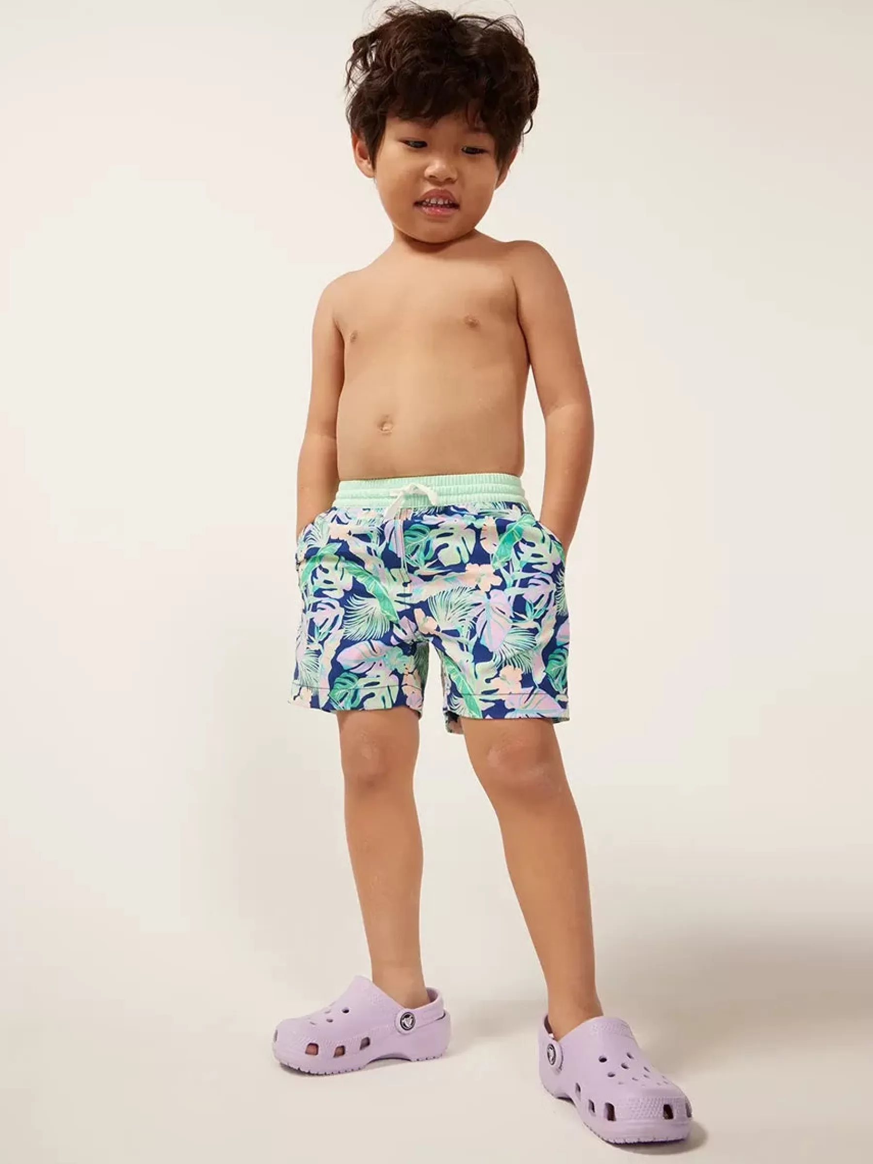 Chubbies Shorts Toddler Swim Trunks | Swim (6m-6)>The Tiny Night Faunas NavyLeaf